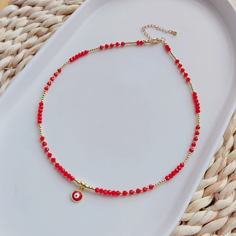 Wholesale crystal beaded boho style polymer clay love creative necklace set